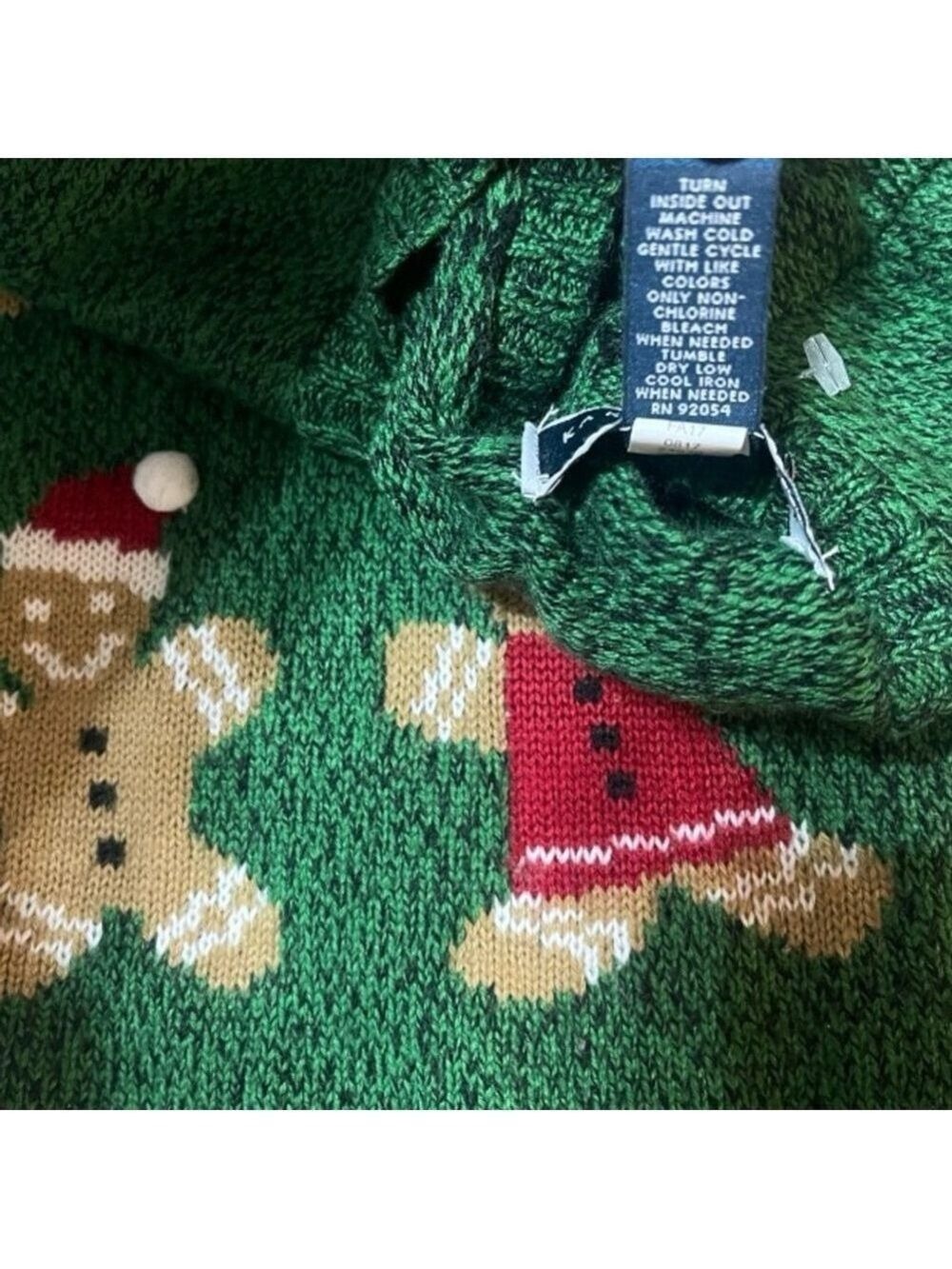 Christmas Sweater Petite XL Gingerbread Cookie Graphic Sweater Karen Scott - Picture 5 of 5